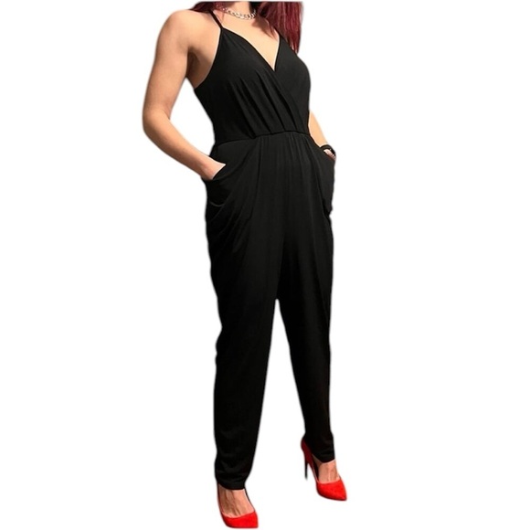 BCBGeneration Jumpsuit w Draped Pockets sz XS BLack - Picture 1 of 6